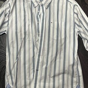 Tommy Hilfiger Men’s Size XL Blue Grey Cotton Long Sleeve Button Up Shirt